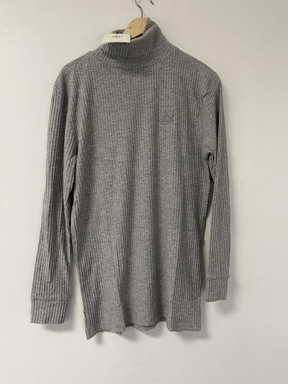 Siksilk Sweater Mens Large Gray Turtle Neck Lightweight Pullover Shirt N118